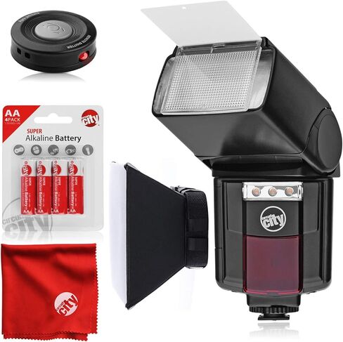 Circuit City CC-125 Automatic Universal Flash with Built-in LED Video Light for Canon DSLR Cameras Bundle with Circuit City Universal IR Wireless Remote Control and Accessories (4 Items) in Kuwait