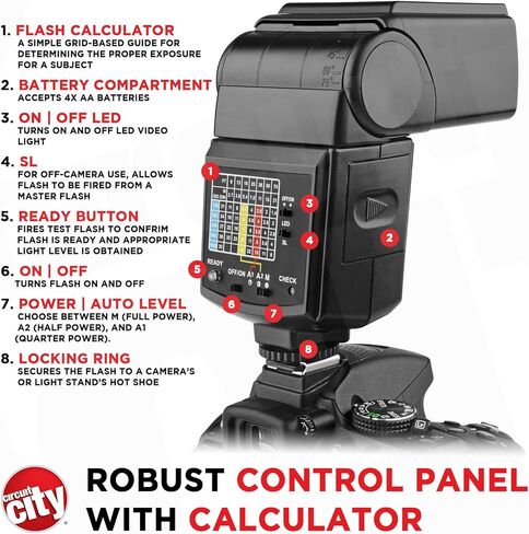 Circuit City CC-125 Automatic Universal Flash with Built-in LED Video Light for Canon DSLR Cameras Bundle with Circuit City Universal IR Wireless Remote Control and Accessories (4 Items) in Kuwait
