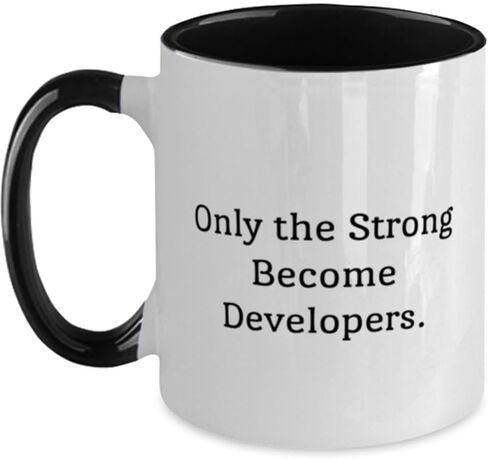 Unique Developer Gifts, Only the Strong Become Developers, Birthday Two Tone 11oz Mug For Developer from Colleagues, Software developer birthday gift, Programmer birthday gift, Coding birthday gift, in Saudi Arabia