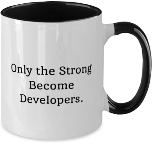 Unique Developer Gifts, Only the Strong Become Developers, Birthday Two Tone 11oz Mug For Developer from Colleagues, Software developer birthday gift, Programmer birthday gift, Coding birthday gift, in Saudi Arabia