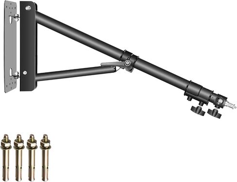 Neewer Wall Mounting Triangle Boom Arm for Ring Light, Monolight, Softbox, Reflector, Umbrella, and Photography Strobe Light, Support 180 Degree Rotation, Max Length 5.9 feet/180cm (Black) in Kuwait