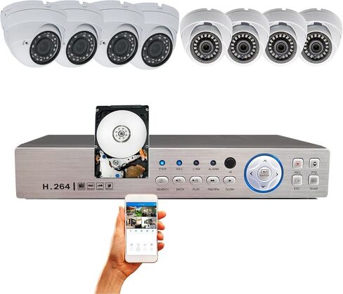 Evertech 8 Channel High-Definition DVR with 8 pcs 1080p HD Dome Cameras 1TB HDD Security Surveillance System in Saudi Arabia