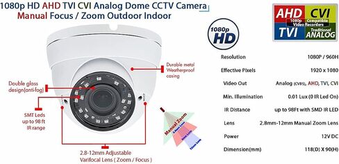 Evertech 8 Channel High-Definition DVR with 8 pcs 1080p HD Dome Cameras 1TB HDD Security Surveillance System in Saudi Arabia