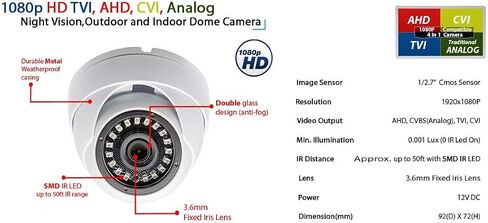 Evertech 8 Channel High-Definition DVR with 8 pcs 1080p HD Dome Cameras 1TB HDD Security Surveillance System in Saudi Arabia