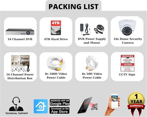 Evertech 16 Channel HD Security Surveillance System 4TB HDD 16 Varifocal Lens Dome Cameras in Kuwait