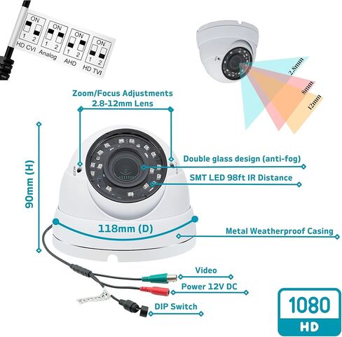 Evertech 16 Channel HD Security Surveillance System 4TB HDD 16 Varifocal Lens Dome Cameras in Kuwait