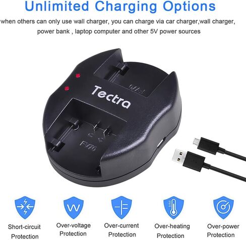 Tectra 2 قطعة بطارية NP-FP50 + شاحن USB مزدوج لسوني NP-FP30 NP-FP60 NP-FP70 DCR-DVD103 DCR-DVD105 DCR-DVD203 DCR-DVD205 DCR-DVD305 DCR-DVD92 DCR-HC20 DCR-HC21 DCR-HC26 HandyCams in Kuwait