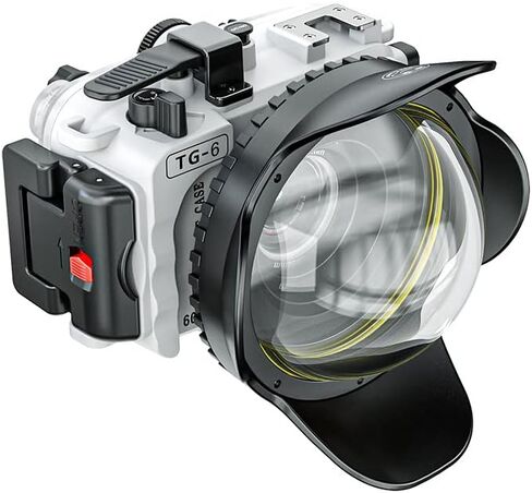 Seafrogs Waterproof case for Olympus TG6, with Dome Port and Full Color Red Filter Kit, Underwater Camera Housing Case/ 60m/195ft, Apply to take Half Above Water Half Underwater Video (Black) in Kuwait