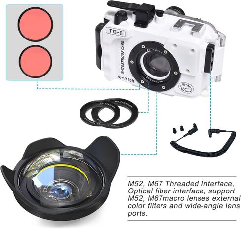 Seafrogs Waterproof case for Olympus TG6, with Dome Port and Full Color Red Filter Kit, Underwater Camera Housing Case/ 60m/195ft, Apply to take Half Above Water Half Underwater Video (Black) in Kuwait