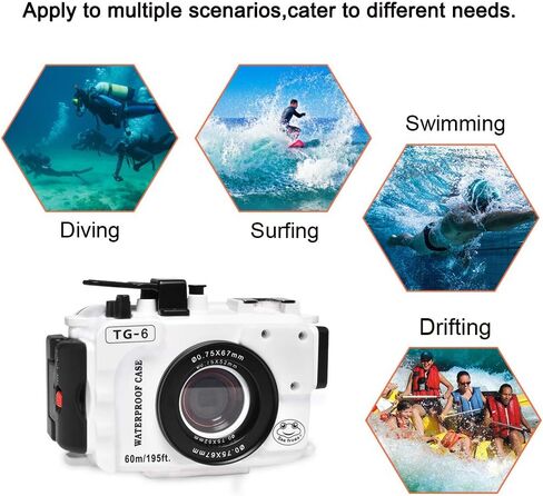 Seafrogs Waterproof case for Olympus TG6, with Dome Port and Full Color Red Filter Kit, Underwater Camera Housing Case/ 60m/195ft, Apply to take Half Above Water Half Underwater Video (Black) in Kuwait