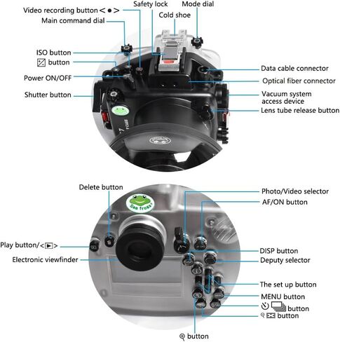 SeaFrogs Waterproof Housing Waterproof Case w/Vacuum Pump VPS-100 & 6 inch Wide Angle Dome Port Kit for Nikon Z7, Compatible with Nikon Z6 in Kuwait