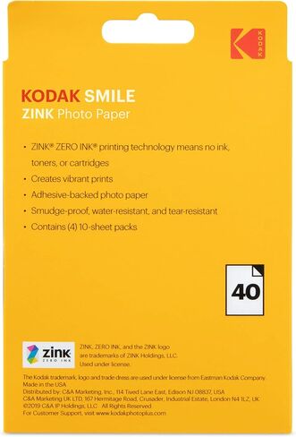 Zink Kodak 3.5x4.25 inch Premium Zink Instant Print Photo Paper (80 Sheets) Compatible with Kodak Smile Classic Instant Camera in Saudi Arabia
