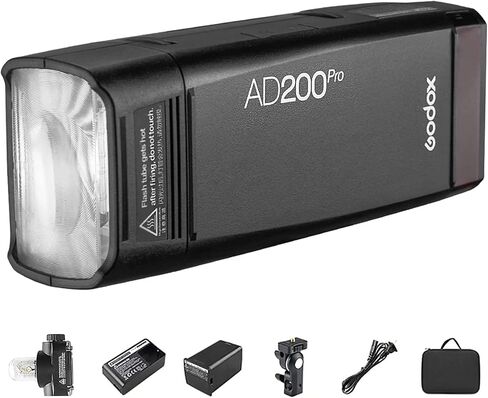 Godox AD200 Pro AD200Pro Pocket Flash, 200Ws 2.4G TTL Speedlite Outdoor Flash Strobe, 1/8000s HSS Monolight with 2900mAh Lithium Battery and Bare Bulb Flash Head Cover 500 Flashes Recycle in 0.01-1.8s in Saudi Arabia