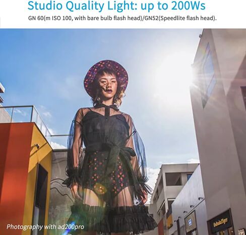 Godox AD200 Pro AD200Pro Pocket Flash, 200Ws 2.4G TTL Speedlite Outdoor Flash Strobe, 1/8000s HSS Monolight with 2900mAh Lithium Battery and Bare Bulb Flash Head Cover 500 Flashes Recycle in 0.01-1.8s in Saudi Arabia