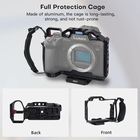 SIRUI Full Cage for Panasonic LUMIX S5II/S5IIX, Arca-Swiss Compatible, with 1/4"-20 Threaded Holes, ARRI 3/8"-16 Locating Holes, Cold Shoe and NATO Rail in Kuwait
