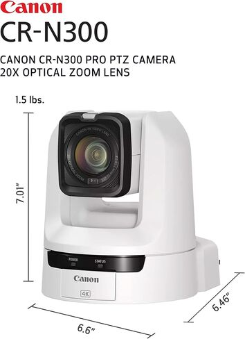 Canon CR-N300 Pro PTZ Camera BK 20x Optical Zoom Lens, 1 2/3" 4k 30P Hybrid AF Sensor, 3G-SDI, HDMI, IP, USB Video Out, NDI|HX2, SRT-Church, Live Events, Streaming Conference, Classroom, Esport, Vlogs in Saudi Arabia