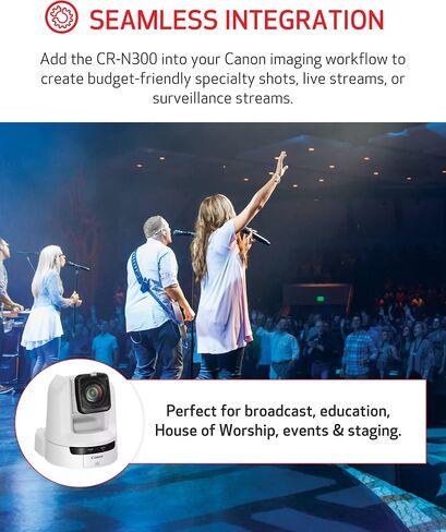 Canon CR-N300 Pro PTZ Camera BK 20x Optical Zoom Lens, 1 2/3" 4k 30P Hybrid AF Sensor, 3G-SDI, HDMI, IP, USB Video Out, NDI|HX2, SRT-Church, Live Events, Streaming Conference, Classroom, Esport, Vlogs in Saudi Arabia