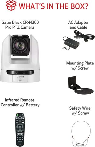 Canon CR-N300 Pro PTZ Camera BK 20x Optical Zoom Lens, 1 2/3" 4k 30P Hybrid AF Sensor, 3G-SDI, HDMI, IP, USB Video Out, NDI|HX2, SRT-Church, Live Events, Streaming Conference, Classroom, Esport, Vlogs in Saudi Arabia
