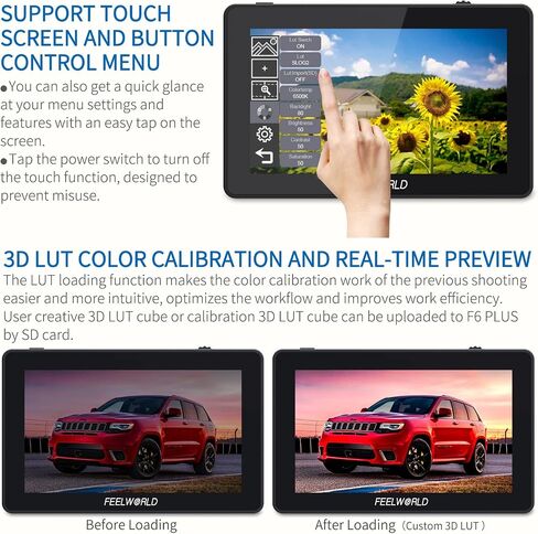 شاشة F6 Plus مقاس 5.5 بوصة من FEELWORLD مع شاشة عرض DSLR بدقة 3D Lut HDR صغيرة عالية الوضوح بالكامل 1920x1080 IPS تدعم 4K HDMI مدخل شاشة لمس للمصور ومراقبة الفيديو الخارجية in Saudi Arabia