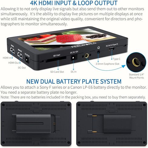 شاشة F6 Plus مقاس 5.5 بوصة من FEELWORLD مع شاشة عرض DSLR بدقة 3D Lut HDR صغيرة عالية الوضوح بالكامل 1920x1080 IPS تدعم 4K HDMI مدخل شاشة لمس للمصور ومراقبة الفيديو الخارجية in Saudi Arabia