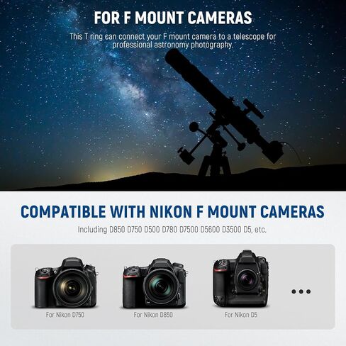 NEEWER T Ring with M42 Threads Compatible with Nikon F Mount Cameras & Telescopes, Lens Adapter Ring for D850 D750 D500 D780 D7500 D5600 D3500 D5 etc, LA-01 in Saudi Arabia