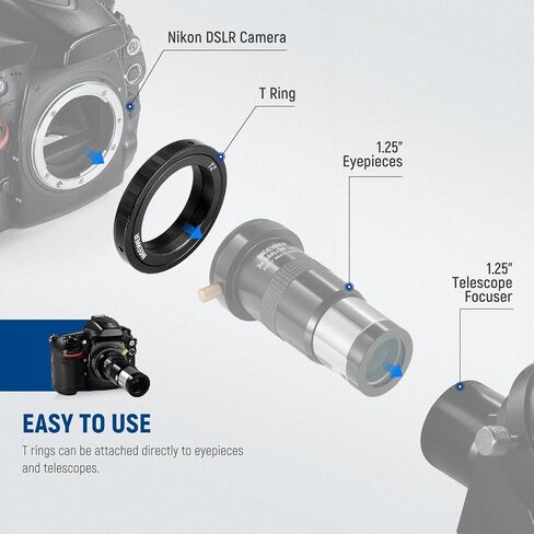 NEEWER T Ring with M42 Threads Compatible with Nikon F Mount Cameras & Telescopes, Lens Adapter Ring for D850 D750 D500 D780 D7500 D5600 D3500 D5 etc, LA-01 in Saudi Arabia