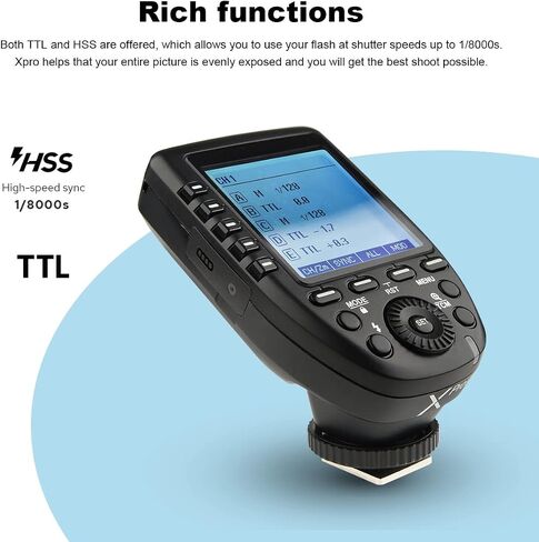 جهاز إرسال فلاش لاسلكي XPro-N i-TTL 2.4G عالي السرعة ومتوافق مع كاميرات نيكون و1/8000 و11 وظيفة قابلة للتخصيص و16 قناة و32 قناة من جودوكس in Saudi Arabia