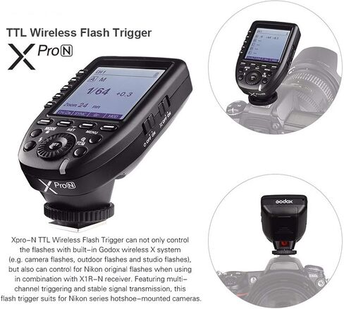 Godox XPro-N i-TTL 2.4G 1/8000s Wireless Flash Trigger Transmitter 16 Groups and 32 Channels for Nikon Hotshoe Camera Flash TT350N V350N TT685N V860 V850 AD200 AD400Pro AD600 Pro AD600 in Saudi Arabia