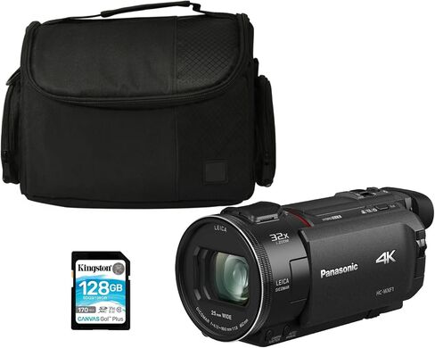 Panasonic HC-WXF1K 4K Ultra HD Cine Camcorder with 24x Zoom Bundle with 128 GB Memory Card, and Protective Camera Travel-Friendly Padded Carrying Case (Large) (3 Items) in Saudi Arabia