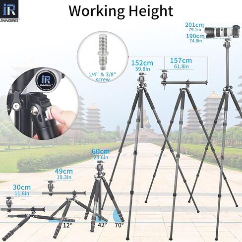 Carbon Fiber Camera Horizontal Tripod-INNOREL HT284C with 360-Degree Rotatable Center Column and 40mm Low Gravity Center Ball Head for DSLR, Video, Camcorder, Travel, Cooking, Work, Versatile Shooting in Saudi Arabia