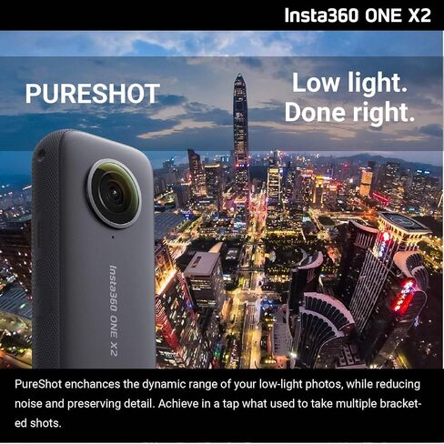 Insta360 ONE X2 360 Camera with Touchscreen - 5.7K30 360 Video, Front Steady Cam Mode, 18MP 360 Photo + InstaPano | Bundle Includes Bullet Time Kit & 128GB Memory Card (3 Items) in Saudi Arabia
