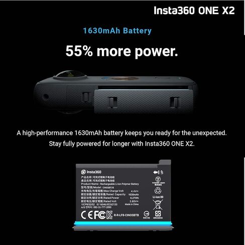 Insta360 ONE X2 360 Camera with Touchscreen - 5.7K30 360 Video, Front Steady Cam Mode, 18MP 360 Photo + InstaPano | Bundle Includes Bullet Time Kit & 128GB Memory Card (3 Items) in Saudi Arabia