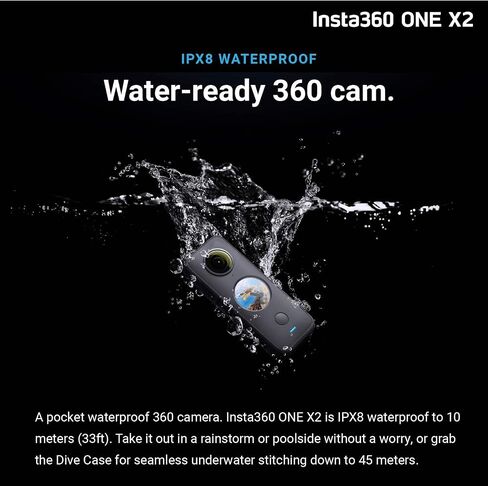Insta360 ONE X2 360 Camera with Touchscreen - 5.7K30 360 Video, Front Steady Cam Mode, 18MP 360 Photo + InstaPano | Bundle Includes Bullet Time Kit & 128GB Memory Card (3 Items) in Saudi Arabia