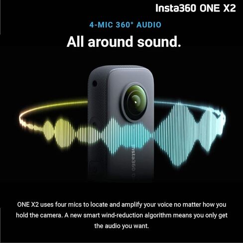 Insta360 ONE X2 360 Camera with Touchscreen - 5.7K30 360 Video, Front Steady Cam Mode, 18MP 360 Photo + InstaPano | Bundle Includes Bullet Time Kit & 128GB Memory Card (3 Items) in Saudi Arabia