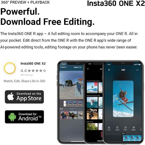 Insta360 ONE X2 360 Camera with Touchscreen - 5.7K30 360 Video, Front Steady Cam Mode, 18MP 360 Photo + InstaPano | Bundle Includes Bullet Time Kit & 128GB Memory Card (3 Items) in Saudi Arabia