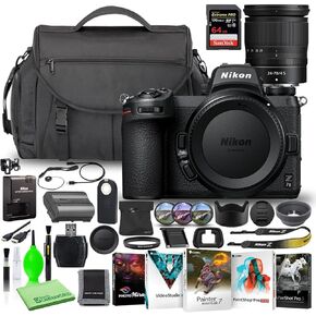 Nikon Z 7II 45.7MP Mirrorless Digital Camera with 24-70mm Lens (1656) USA Model Deluxe Bundle with SanDisk 64GB Extreme SD Card + Nikon DSLR Camera Bag + Corel Editing Software + Filter Kit in Saudi Arabia