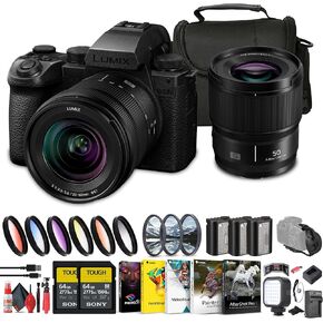 Panasonic Lumix S5 IIX Mirrorless Camera with 20-60mm and 50mm Lenses Kit (DCS5M2XW/W) + 64GB Memory Card + Filter Kit + Bag + Card Reader + Flex Tripod + Cleaning Kit + Memory Wallet + More in Saudi Arabia