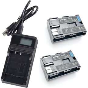 Battery 2 Pack and LCD USB Travel Charger for Canon ZR50MC, ZR60, ZR65MC, ZR70MC, ZR80, ZR85, ZR90 MiniDV Camcorder in Kuwait