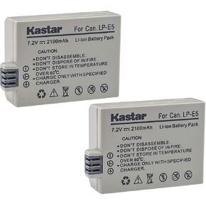Kastar LP-E5 Battery (2-Pack) for LP-E5, LC-E5E and Canon EOS 450D, 500D, 1000D, Kiss F, Kiss X2, Kiss X3, Rebel XS, Rebel XSi, Rebel T1i Digital Cameras in Saudi Arabia