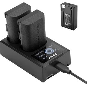 OTREST 2 Pack LP-E6NH Battery and Charger Set, 2250mAh Replacement Batteries for LP-E6NH & Dual USB Charger with LCD Screen, Compatible with Canon EOS R7 R5 R6 R 5D III IV 6D II 7D II 70D 80D 90D in Kuwait