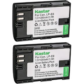 Kastar LPE6 Battery (2-Pack) for LP-E6, LP-E6N, LC-E6, LC-E6E and EOS 5DS R, EOS 5DS and EOS 5D Mark II, EOS 5D Mark III, EOS 6D, EOS 7D, EOS 60D, EOS 60Da, EOS 70D, EOS 80D in Kuwait