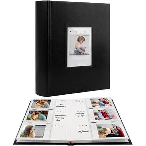 Photo Album for Fujifilm Instax Mini Camera, Photo Album for Polaroid, Leather Cover, 180 Pockets 2x3 Photo Album with Writing Space for Instax Mini 12 11 9 40 8 7 Evo LiPlay Instant Camera (Black) in Kuwait