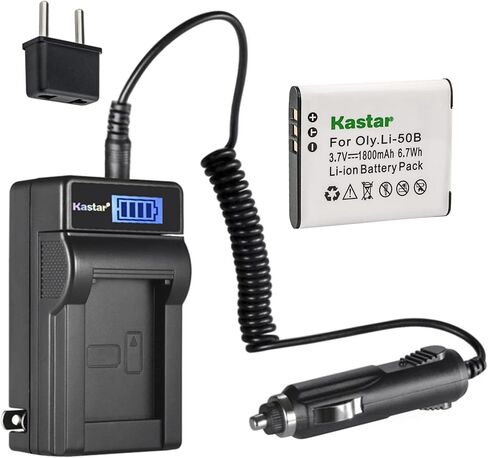 Kastar 1-Pack LB-050 LB-052 Battery and LCD AC Charger for Kodak PixPro FZ151, FZ152, FZ201, SL10 Smart Lens, SL25 Smart Lens, SPZ1 Digital Camera - 4.2V DC, 800mA Output in Kuwait