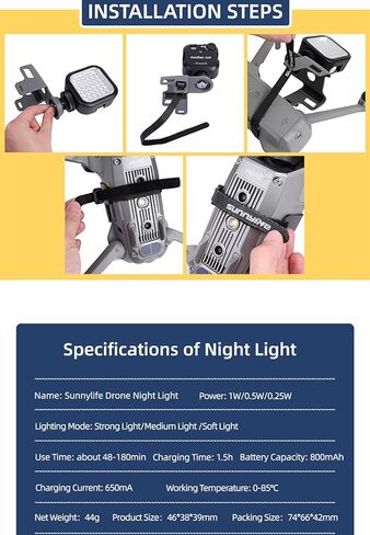 مصباح LED للطائرة بدون طيار مع ضوء ليلي للتركيب، ضوء موضع البحث بدون طيار لـ DJI Mavic Air 2S in Kuwait