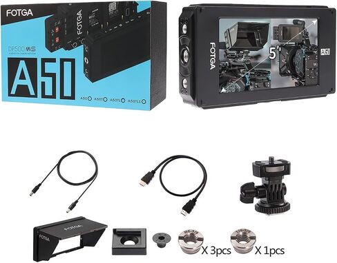 Foto4easy A50TL 5 Inch On-Camera Field Monitor Full HD 1920x1080 Touch Screen with HDMI 4K Input/Output,3D LUT,Dual NP-F Battery Mount for DSLR Camera Camcorder in Saudi Arabia