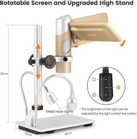 LM203 Digital Microscope Handheld with 4" Screen, Portable Microscope Camera for Adults, 200X USB Coin Magnifier with 8 LED Lights, Microscope Kit for Kids 8-12, 1080P Photo Video, 32G in Saudi Arabia