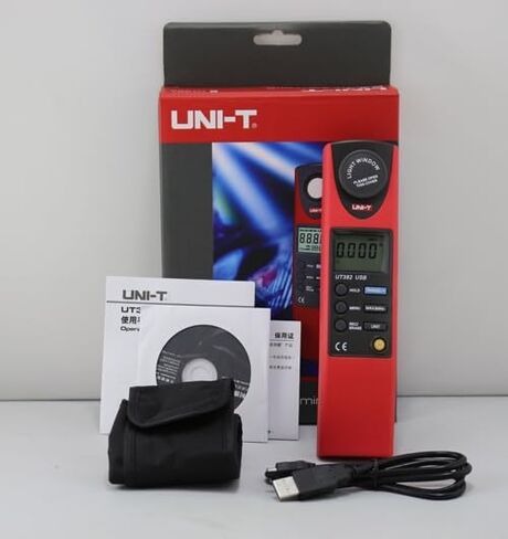 UNI-T UT381 UT382 مقياس الإضاءة الرقمي Lux Meter قياس البيانات عقد المدى التلقائي LUX/FC مقياس الإضاءة (UT381) in Kuwait