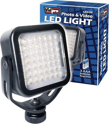 Vidpro LED-50 Photo and Video LED Light with Dimmer and Magnetic Yoke Mount Perfect for On-Camera Use DSLRs Mirrorless Video Cameras Phones Conferencing Vlogging in Saudi Arabia