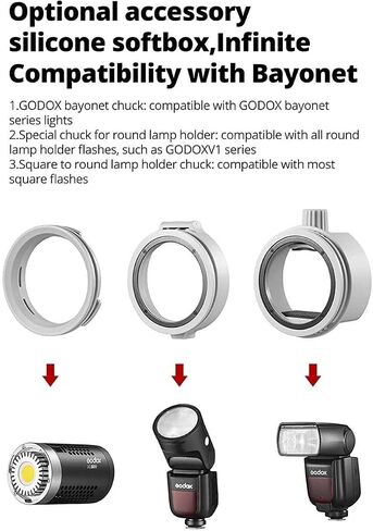GODOX ML-CS1625 Softbox Diffusion Dome Kit with 3 Adapters, Foldable Diffuser for GodoxV1 Series V1 ML30 ML60BI AD200PRO AD300PRO 400PRO V Compatible with 850III V860III TT685II TT600 in Saudi Arabia
