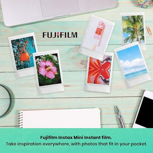 Fujifilm Instax Mini EVO Hybrid Brown Instant Camera | Fuji Instax Mini Twin Pack Instant Film | 32GB microSD | Camera Case - Bundle in Kuwait